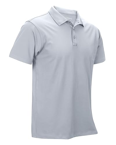 33.000ft Polo para hombre, camiseta de golf UPF50+, protección solar, verano, manga corta, camiseta deportiva de secado rápido, camiseta deportiva para exteriores, polo monocolor, gris, M