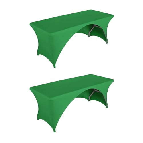 LZY Fitted Table Covers for 6 Foot Folding Tables,Open Back, Spandex/Stretch/Elastic Rectangular Table Cloths for Trade Show Display or Party (6FT-OB2PC, Emerald)