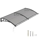 DAWNINGHOMM Pensilina da Esterno 80 x 200 cm Policarbonato Tettoia - Groove di Scarico, Protezione UV, Pioggia, Neve e Sole per Patio, Porta e Finestra