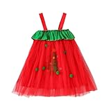 Generisch Festliches Weihnachtskleid für Mädchen Ärmelloses Ballkleid mit Tüll Tanzkostüm für Kinderfeiern Festliche Anlässe (Red, 2-3 Years)