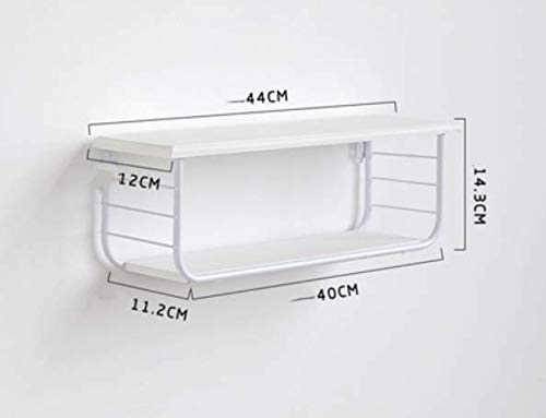 XYL HOME Dormitorio Dormitorio en la Pared Estante de Almacenamiento artefacto Colgante de Metal Acabado Estante de Almacenamiento Estante de la cabecera, Blanco Largo 44 cm