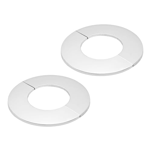 bociloy 2Pcs 2-3/4\"/70mm 304 Stainless Steel Wall Split Flange, Round Escutcheon Plate Cover for Pipe, Self Adhesive Water Pipe Collar for Kitchen Bathroom Laundry Room Decorative Plumbing Trim Ring