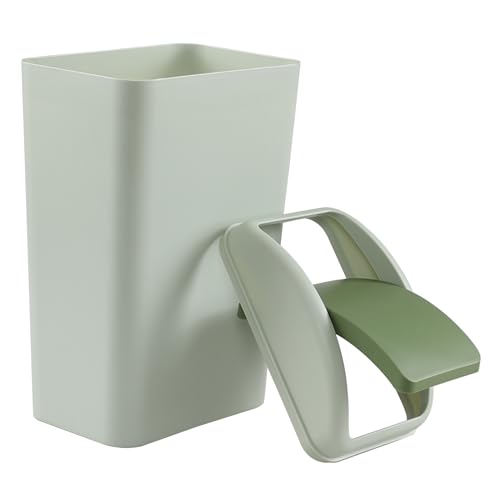 Image of 12 L Slim Garbage Can, Small Plastic Trash Can Swing Lid, Green