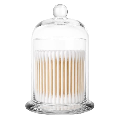 rejomiik Qtip Holder Glass Apothecary Jars with Lids Bathroom Storage Clear | Cotton Swab and Cotton Ball Organizer for Bathroom Essentials Storage