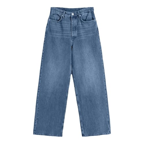 Women's Baggy Jeans 2025 Trendy Stretchy Straight Wide Leg Casual Distress Mid Waist Denim Pants Vintage Y2K Trousers2