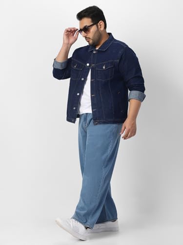 Urbano Plus Men's Regular Fit Washed Full Sleeve Denim Jacket