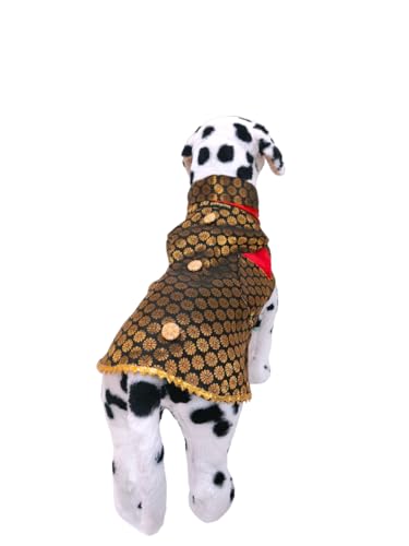 Dog Sherwani Ethnic Wear for Diwali and Weddings - Elegant Pet Outfit, Costume for Male Dogs (Golden Black, Size 16)