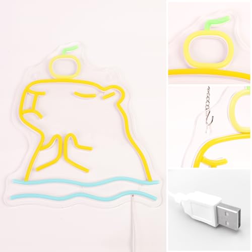 Image of Attivolife Capybara Sign for Wall Decor, Light up Cute Animal Shape LED Lamp with Dim USB Powered, Unique Home Children's bedroom Business Shop Bar Party Decor Birthday Christmas Day Gift for Kids