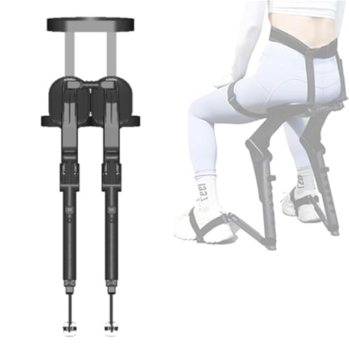SkyFace Silla portátil Asiento Invisible, exoesqueleto Silla Plegable hasta 150 kg Asiento liviano con ergonomía de piernas portátiles Ajuste de Altura de 5 Niveles para Camping y Pesca (Negro)