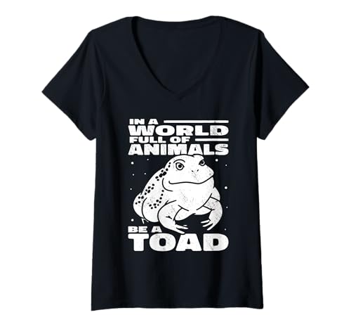 Mujer En un mundo lleno de animales ser un sapo vintage hombres ranas sapo Camiseta Cuello V