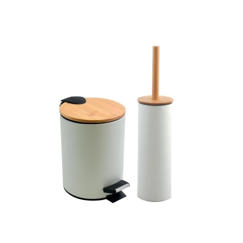 Spirella Set Poubelle à pédale 5L & Brosse WC Adonis Blanc