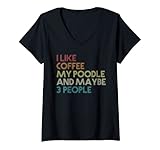 Photo Gallery donna barbone cane poodle dog caffè vintage retro maglietta con collo a v Photo Gallery donna barbone cane poodle dog caffè vintage retro maglietta con collo a v
