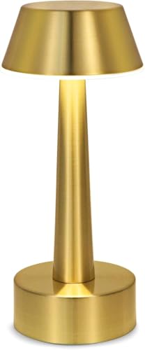Image of Litehom Portable LED Table Lamp, 3-Levels Brightness Metal Desk Lamp,3 Color Touch Control Rechargeable Lamp, Ideal Bedside Lamp for Nightstand,Bedroom, Living Room (Light Golden)