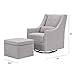 DaVinci Owen Upholstered Swivel Glider with Side Pocket and Storage Ottoman in Grey with Cream Piping, Greenguard Gold Certified