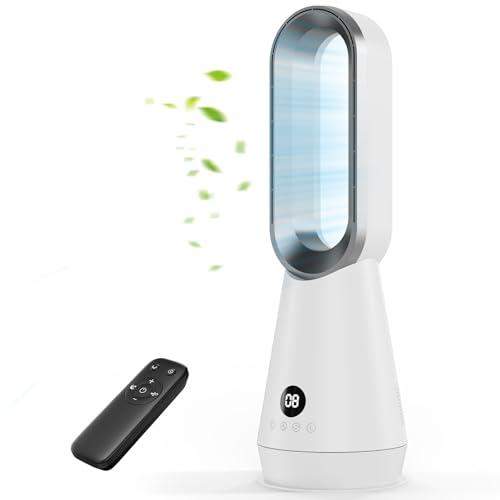 AICPAN Bladeless Tower Fan - 8 Adjustable Speed with Timer Function 80 Oscillation 9H Timer LED Display Touch & Remote Control Quiet Cooling Fan for Home Office Bedroom
