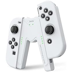 Cargador Rcm Nintendo Switch JINGDU Joy-con Soporte de manija de Carga para Nintendo Switch, Agarre Cómodo para Juegos en Forma de V con Función de Indicadores de Carga, Blanco