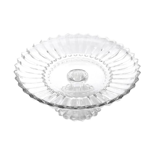 Image of Incrizma Glass Cake Stand with Pedestal, Decorative Fruit Bowl Stand, Dessert Display Stand for Cakes, Cupcakes, Pastries & Fruits, Elegant Serving Platter for Kitchen, Dining & Party Decor(30 cm)