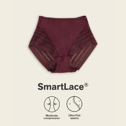 Image of Leonisa High Waisted Invisible Tummy Control Shapewear for Women - Stripe Lace Ladies Underwear Panties