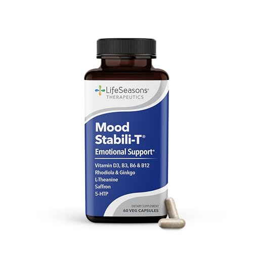 LifeSeasons – Mood Stabili-T – Positive Mood Booster – Enhanced Calmness and Happiness – Relaxed and Balanced Mind – Contains Rhodiola, Ginkgo Biloba, and Vitamin D3 – (60 Capsules)