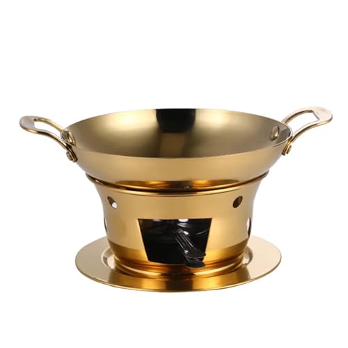 WOTZOV Juego de Plato para Calentar Alimentos, Calentador de Buffet de Acero Inoxidable, Estufa de Alcohol Comercial, Olla Caliente para Fiestas, Bodas,，Gold26cm