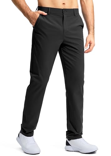 Pudolla Men's Golf Pants Stretch Classic Fit Work Dress Pants 30 Lightweight Quick Dry Casual Slacks Trousers with Pockets(Black 34Wx30L)