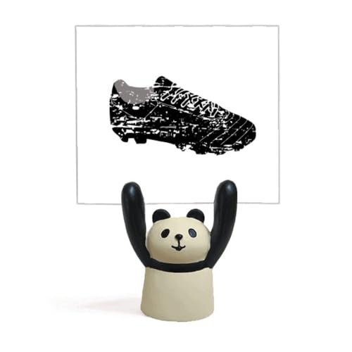 Support de mémo noir panda figurine football et porte-carte de bureau