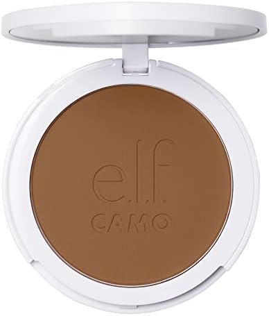 e.l.f. Camo Powder Foundation, Lightweight, Primer-Infused Buildable & Long-Lasting Medium-to-Full Coverage Foundation, Light 250 W