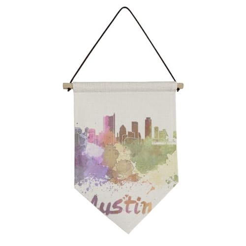 Drapeau sur toile aquarelle Austin Amecity suspension murale deco chambre et salon