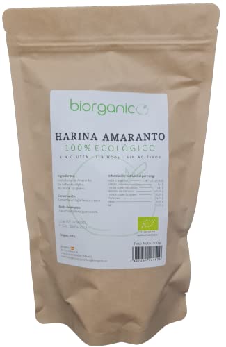 Harina de Amaranto extrafina 500g. SIN GLUTEN. Vegana. 100% pura. Sin aditivos, sin alérgenos, sin conservantes. Ideal para repostería. Marca española.