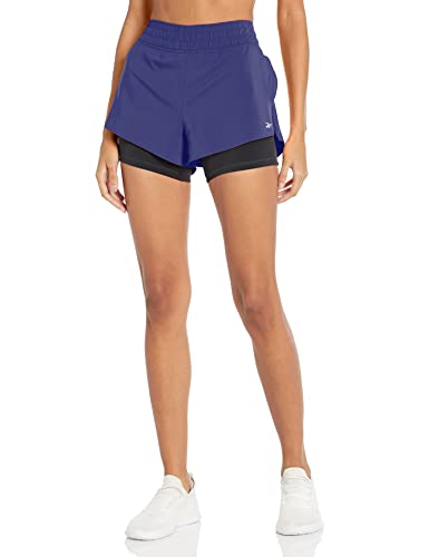 Reebok Women's 2-in-1 Running Shorts, Bold Purple, Large