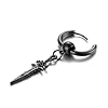 Kawailay 2 Pairs Sword Huggie Hoop Earrings Dagger Hoop Cuff Earrings Gothic Feather Earrings Studs Punk Rock Hip Hop Dangle Drop Earrings for Men Women - Silver and Black #5
