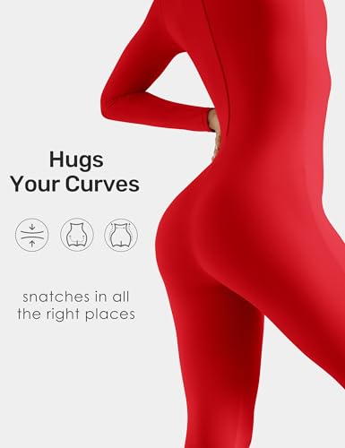 Image of speerise Women Bodysuit Rompers Long Sleeve Jumpsuits Leotards One Piece Tummy Control Yoga Workout Outfits