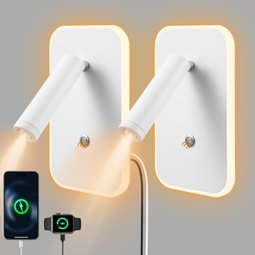 2pcs Lampada da Parete a LED, Lampada da Comodino Dimmerabile