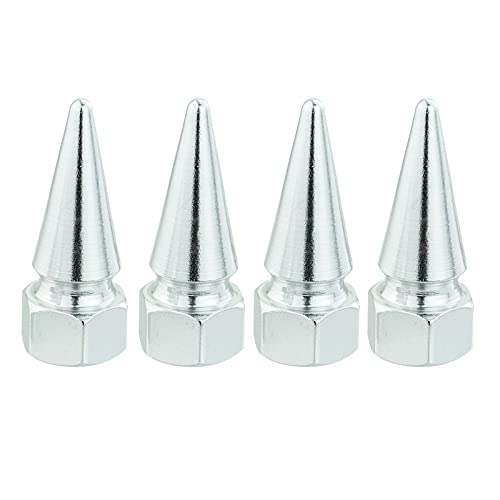 Lunsom Spike Valve Caps Tire Air Stem Rim Cap Cover Aluminum Accessories Fit Most Vehicle Truck Motorcycles Bikes (4PCS Silver)