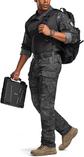 Image of CQR Men's Flex Stretch Tactical Pants, Water Resistant Ripstop Cargo Pants, Lightweight EDC Outdoor Work Hiking Pants