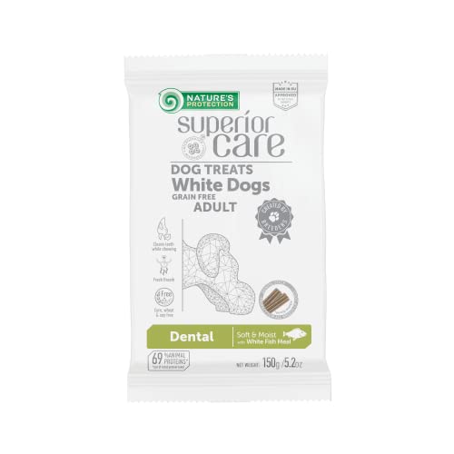 Nature’s Protection Superior Care White Dogs Grain-Free Dental Dog Treats, Soft and Moist Supplemental Snacks with White Fish, Pack of 5 Nature’s Protection Superior Care White Dogs Grain-Free Dental Dog Treats, Soft and Moist Supplemental Snacks with White Fish, Pack of 5
