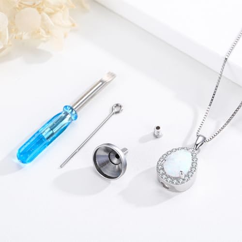 Urn necklace for Ashes 925 Sterling Silver Opal/Turquoise/Moonstone/Moss agate Pendant Cremation Memory Jewelry Keepsake Gifts for Women4