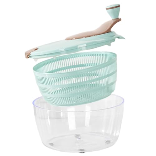 Anulely Centrifugador de ensalada, secadora de verduras, secadora de frutas de doble capa con orificios de drenaje de doble salida, lechuga y verduras, accesorios de cocina manuales