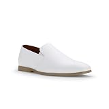 Ferro Aldo Men's Cole Minimalist Slip-On Loafers | Lightweight Casual Vegan Leather Dress Shoe | MFA19737 | in White, Size 11