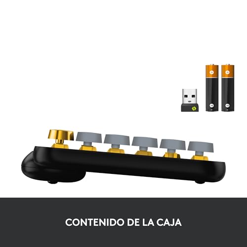 Logitech Pop Keys Teclado mecánico inalámbrico con Teclas Emoji Personalizables, diseño Compacto, Bluetooth o USB, compatibilidad con Varios Dispositivos y OS, QWERTY Español - Blast
