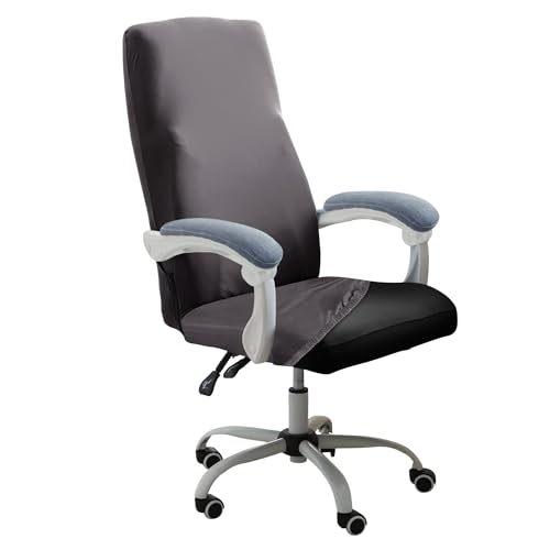 Image of HOKIPO Office Chair Cover for Executive Chair (High-Back) - 140 GSM Stretchable Fabric - Anti-Slip & Washable - Fits Tall & Big Office Chairs, Graphite Grey (AR-6204-DGRY)