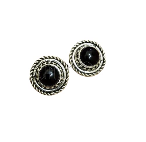 Black Onyx Studs, 925 Sterling Silver, Post Studs Earrings, Suds Earrings, Dainty Studs, Onyx Silver Studs, Gift For Her, Handmade Studs, Gemstone Studs Earrings, Daily Wear Jewelry, Gift For Women,