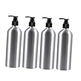 BRIGHTFUFU アルミ製ローションポンプボトル シャンプーサブボトル付き 空のサブボトル 簡易収納 バスルーム収納向け 化粧品保管用 4個セット
