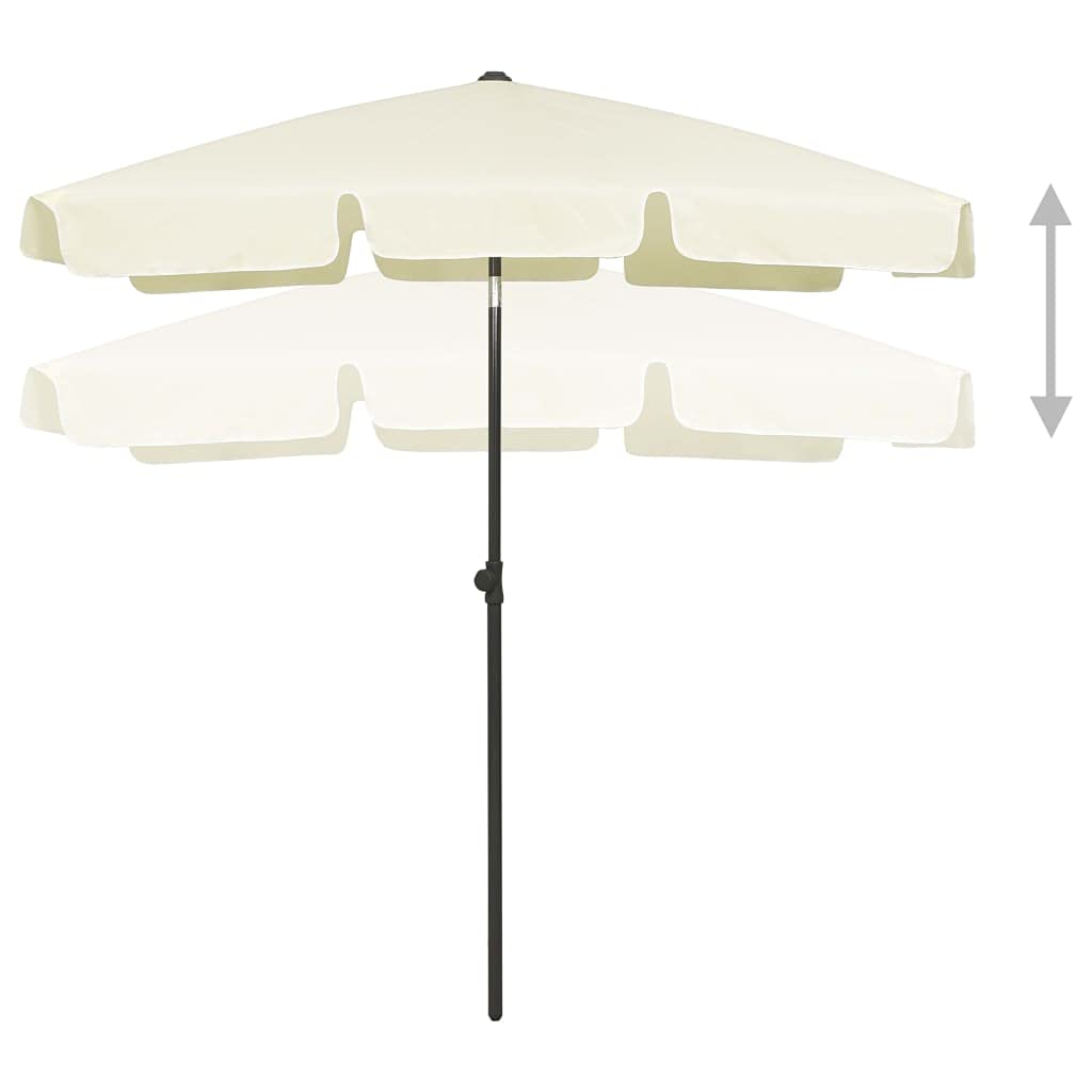 Parasol plażowy, piaskowo-żółty x cm, odporny na promieniowanie UV poliester, ochrona przed słońcem na taras, do ogrodu, na zewnątrz, z mechanizmem przechylania, odporny na warunki