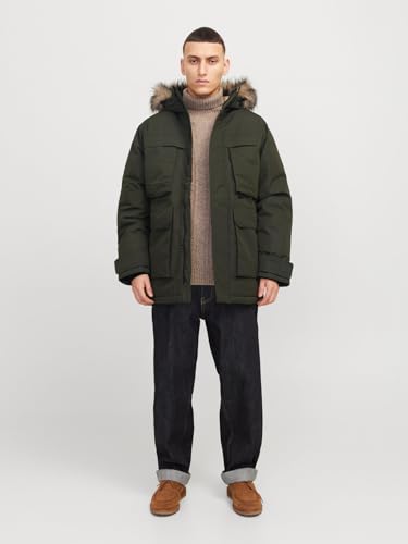 Image of JACK & JONES Men's Polyester Standard Length A-Line Coat