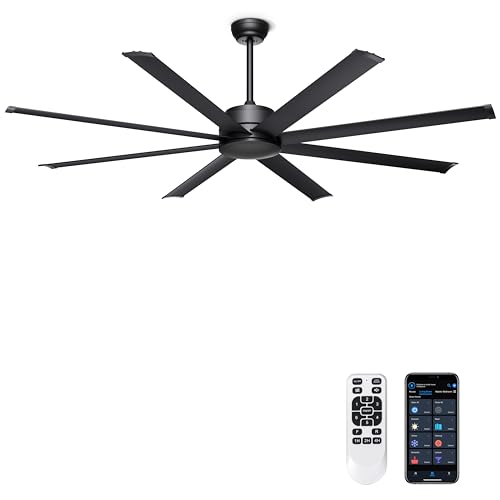 Ohniyou 72 Black Industrial Ceiling Fans No Lights for Shops Garages