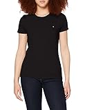 Material: 100% Baumwolle Tommy Hilfiger Damen Heritage Crew Neck Tee T-Shirt, Schwarz (Masters Black 017), Small (Herstellergröße: S)