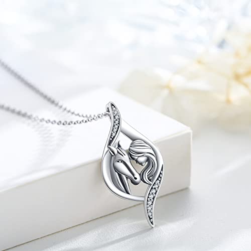 TRISHULA Horse Necklace 925 Sterling Silver Infinity Pendant Necklace Jewelry Christmas Valentine Mothers Day Birthday Gifts for Women Her Mom Daughter2