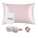 Peca Daily Real Silk Pillowcases 3-Pack - Mulberry Silk Pillow Case, Scrunchie & Eye Mask for Hair & Skin; Silk Pillow Cases Standard Size 100% Silk Pillowcases for Curly Hair-Skin Set