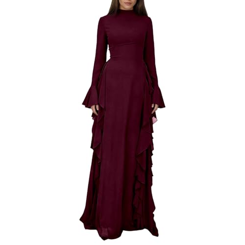 Robe maxi moulante en coton de qualité supérieure avec col montant